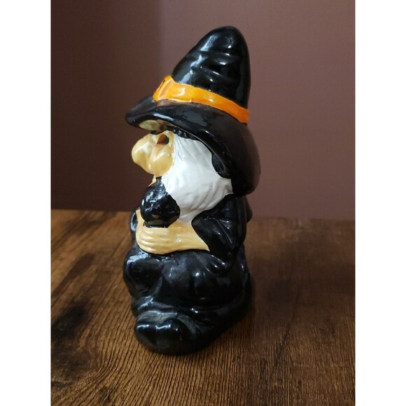 Halloween Witch Ceramic Candle Holder Vintage Black Cat Woolworth Tea Light Box - Picture 5 of 12